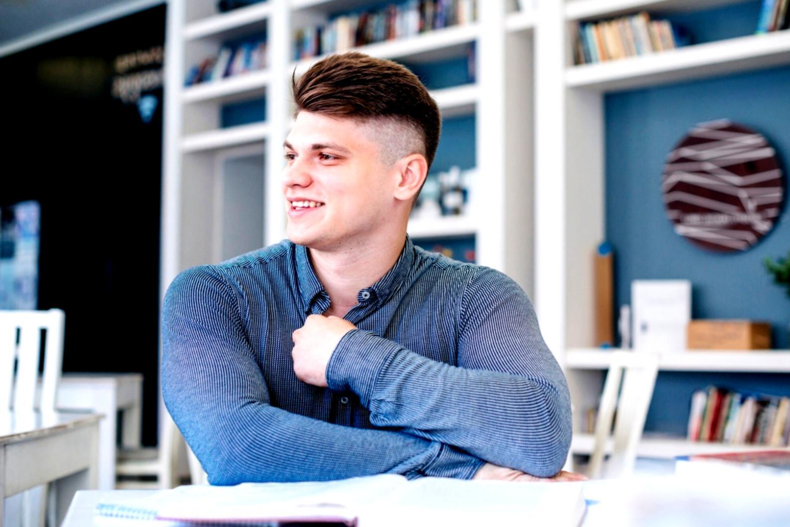 Financial analysis workspace with calculator, charts, and planning documents